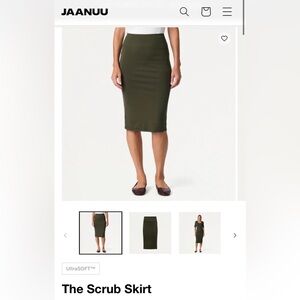 Jaanuu the scrub skirt in deep olive green NWT